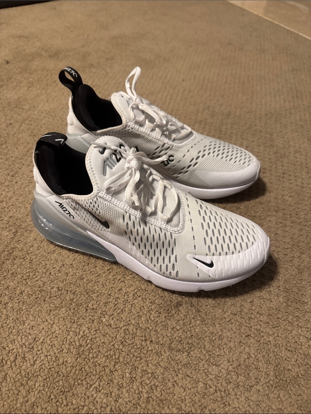 Nike Men’s White and Black Air-cushioned Sneakers